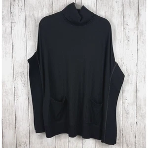 Karen Millen Poncho Size XS/S Black Wool Blend Turtle Neck Jeweled Quiet Luxury - Picture 1 of 11