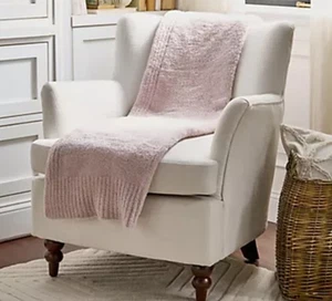 Barefoot Dreams CozyChic 45x60 Stacked Rib Border Blanket - Color Stone NWT - Picture 1 of 4