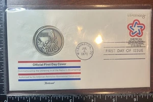 STERLING SILVER OFFICIAL BICENTENNIAL MEDAL - FIRST DAY COVER. Spirit Of 76 - Picture 1 of 20
