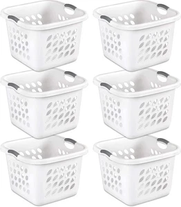 53 Liter Ultra Wäschekorb mit Deckel ergonomische Griffe Wäsche weiß 6er Pack - Bild 1 von 9