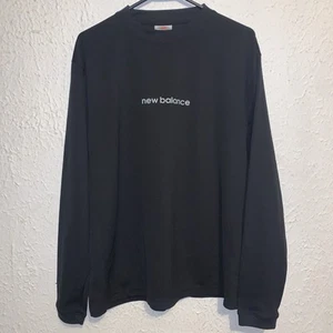 Camicia manica lunga vintage anni 90 New Balance nera logo Spellout corsa atletica L - Foto 1 di 4