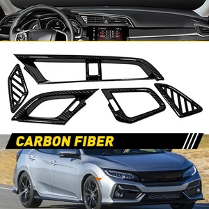 Carbon Fiber ABS Dashboard Air Vent Cover Case For Honda Civic 10th 2016-2020 - Picture 1 of 11