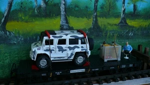 Spur G - Schwerlastwagen mit Unimog U 5000 mit schneetarn Lackierung! UNIKAT! - Bild 1 von 19