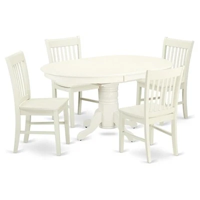 Набор из 5 деревянных столов и обеденных стульев East West Furniture Avon лен белый - Изображение 1 из 4