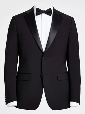CALVIN KLEIN Tuxedo Jacket Size 36S Black Solid Infinite Stretch Slim Fit NWT - Image 1 of 4