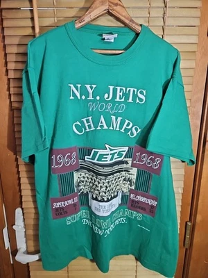Camiseta De Colección Años 90 1993 Puntada Única New York Jets Long Gone L Campeones  Foto 1 de 4