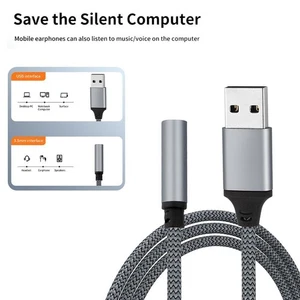USB To 3.5mm Mic/Headphone Jack Stereo Headset Audio Adapter Card Sound New Y4O5 - Picture 1 of 15