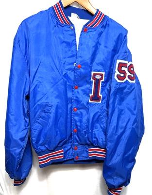 Vintage Howe Nylon Letter Jacket Size XL Football Player Patch Red White Blue - Image 1 of 4
