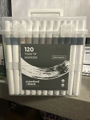 CRAWFORD AND BLACK Crawford & Black Twin Tip Markers: Pack of 120 Water Based Ink NEW 🎄🎁❤️💕