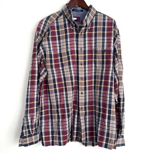 Tommy Hilfiger Vintage Herren XL Bunt Herbstfarben Kariert Langarm Knopfleiste - Bild 1 von 3