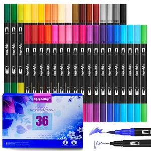 Eglyenlky 36 Coloring Markers Double Tip Brush Pens, Dual Tip Artist Fine and - Picture 1 of 6