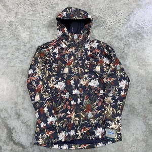 Columbia Jacket Womens Medium Navy Blue Omni-Tech Floral Bird Print Hooded New - Picture 1 of 8