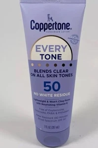 Coppertone Every Tone Sunscreen Lotion SPF 50 7 oz Exp 6/25 No White Residue r - Picture 1 of 2