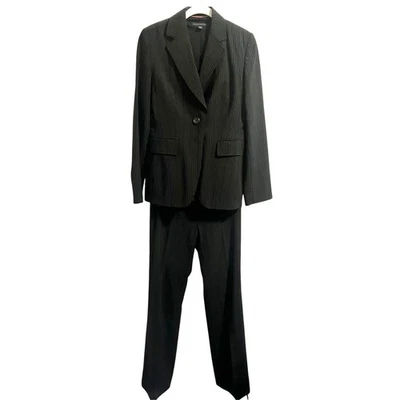 Traje blazer y pantalón para mujer Y2K Banana Republic negro con rayas azul rosa   Foto 1 de 4