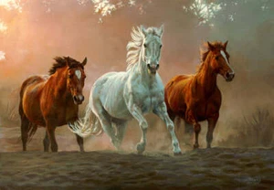 Impresión artística On the Run de Chris Cummings caballo rancho paisaje occidental 11x14 - Imagen 1 de 1