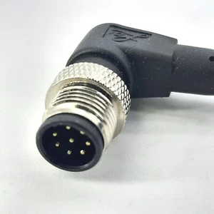 CABLE INDUSTRIAL M12, 8 POS, MACHO, EN ÁNGULO, CÓDIGO A, CHAQUETA PVC NEGRA, 1 MTR - Imagen 1 de 2