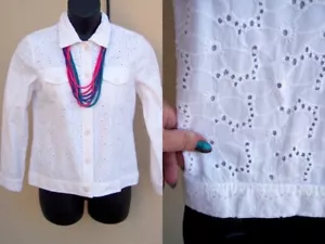 Appleseed's NEW cotton white eyelet lace jacket size M EASTER SPRING pockets top - Picture 1 of 12