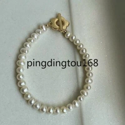 Collar 15"" 5-6mm AAA Akoya Flores Refinadas Perla Blanca Simplicidad 14k Foto 1 de 2