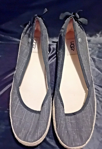 Espadrillas piatte Ugg Australia Indah leggermente usate grigio nero UK 8 5