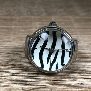 Narmi Ladies Zebra Print Dial Silver Tone Expansion 24mm Quartz Ring Watch - Picture 1 of 7