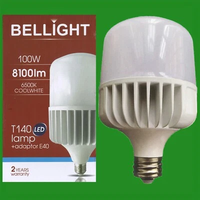 1x 100W (=450W) T140 LED Light Bulb 4000K Edison Screw ES E27 & GES E40 Adaptor - Image 1 of 4