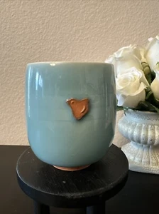 Rakuzan Kiyomizu Ware Teacup Japanese Traditional Porcelain Yunomi Celedon READ - Picture 1 of 8