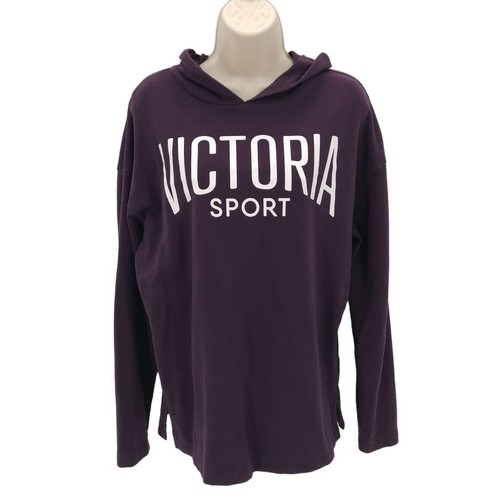 UNDERCOVER Felpa con cappuccio da donna melanzane a maniche lunghe leggero logo Victoria Sport taglia S
