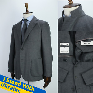 CARUSO Gray Hopsack CASHMERE & SILK HL Sport Coat Blazer Jacket 52IT 42US/UK