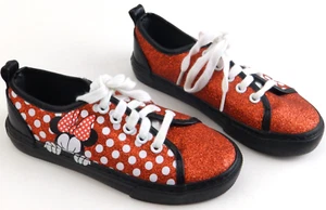 Disney Minnie Mouse Groundup Red Polka Dot Black Sneakers Shoes Girls sz 1 NEW - Picture 1 of 6