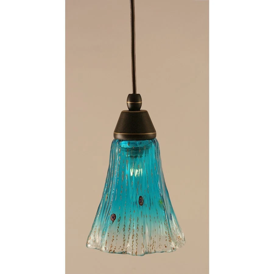 Toltec Lighting Cord Mini Pendant, 5.5' Teal Crystal Glass - 22-DG-725 - Image 1 of 1