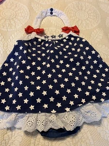 Patriotic Ruffle Tunic Dress wirh shorts Girls Outfit Set 4th of July 18. month - Picture 1 of 2