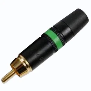 Neutrik Rean NYS373-5 RCA Male Plug w/Gold Contacts - Black Shell w/Green Ring - Picture 1 of 1