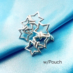 Tiffany & Co. Triple Star Clip On Stud Earrings Auth Sterling Silver 925w/Pouch - Picture 1 of 13