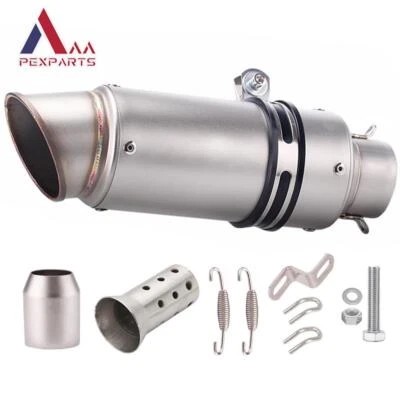 Bolt-on 51mm 2" Universal Motorcycle Exhaust Muffler Pipe Tail Tips Titanium - Image 1 of 4