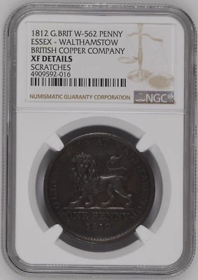 1812 GREAT BRITAIN W-562 PENNY ESSEX - WALTHAMSTOW - NGC XF DETAILS - Image 1 of 4