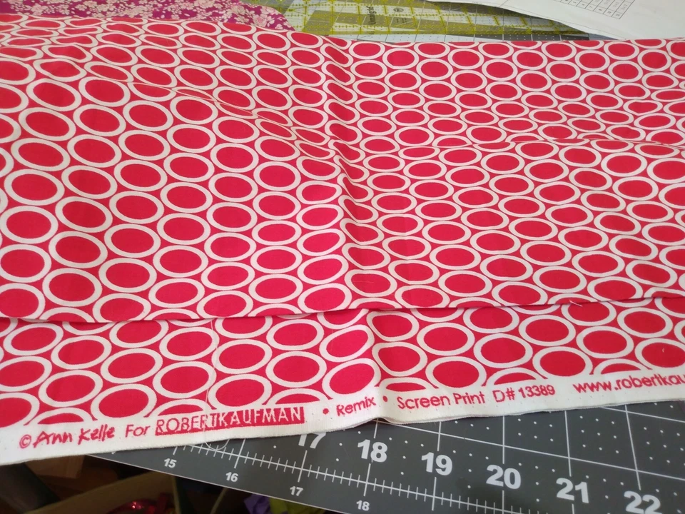 Red And White Oval Fabric Ann Kelle For Robert Kaufman Remix d# 13389 geometric - Image 1 of 1