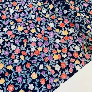 Navy Floret #B 14x64 LONG Vintage Japanese Kimono Silk Fabric RQ82 - Picture 1 of 9