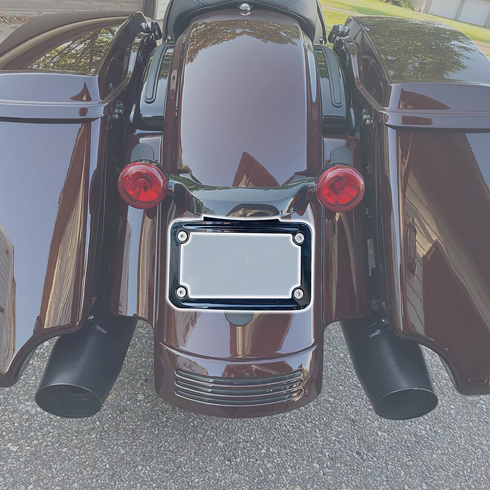 Marco de matrícula curvo negro luz LED para Harley Road King Street Glide EE. UU. Foto 1 de 4