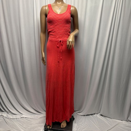 UNDERCOVER Maxi abito donna Victorias Secret maglia corallo racerback taglia small cravatta vita