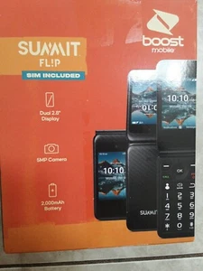 New Open Box Boost Mobile Summit Flip, 8GB, Black - Prepaid Phone -Sim Included - Picture 1 of 3