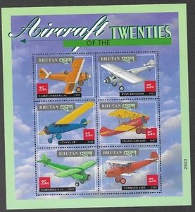 BHUTAN 2000 AIRCRAFT OF THE 1920's-40's SET (18) MNH IN 3 SHEETS.SG1613-30(7487) - Picture 1 of 3