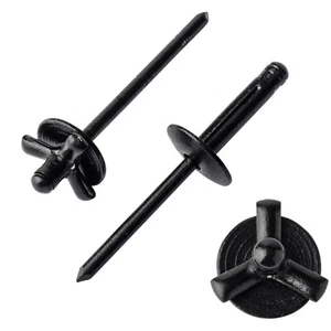 50pcs 3/16" x 1" Large Head Tri-Fold Exploding Aluminum Pop Rivets (Black) - Picture 1 of 4