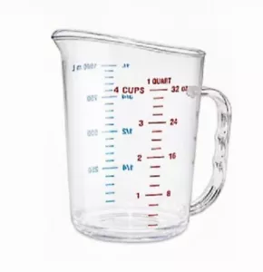 Tazza di misura commerciale, 4 tazze/1 quarto, 1 l/1000 ml, alta temperatura, trasparente - Foto 1 di 1