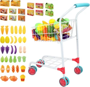 deAO Kids Shopping Cart Trolley with Sturdy Metal Frame for Toddlers 46 PCS F... - Picture 1 of 7