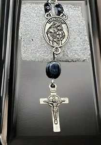 Antonius Antik Silber Medaille & Kreuz Kruzifix 21" Halskette Anhänger  - Bild 1 von 2