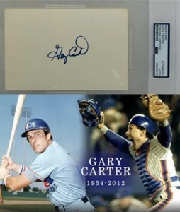 PSA DNA Gary Carter Signed 4x6 Index Card Certified Slabbed Expos & Mets HOFer - Picture 1 of 3