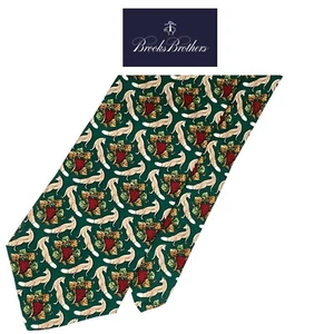Brooks Brothers Makers Green Tie - Grey Fox Red Grapes Micro Pattern Silk Tie - Picture 1 of 11