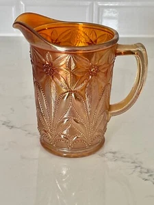 Marigold Imperial Carnival Glass Poinsettia Milk Pitcher - Vintage - Picture 1 of 7
