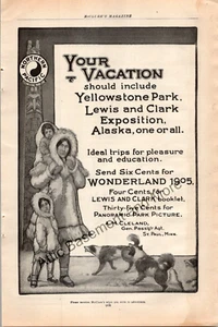 Anuncio impreso Yellowstone Park Line Wonderland 1905 decoración de arte de pared efímero vintage - Imagen 1 de 1