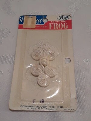 Vintage Exquisit White Handmade Frog Fastener Washable Color Fast - Image 1 of 2